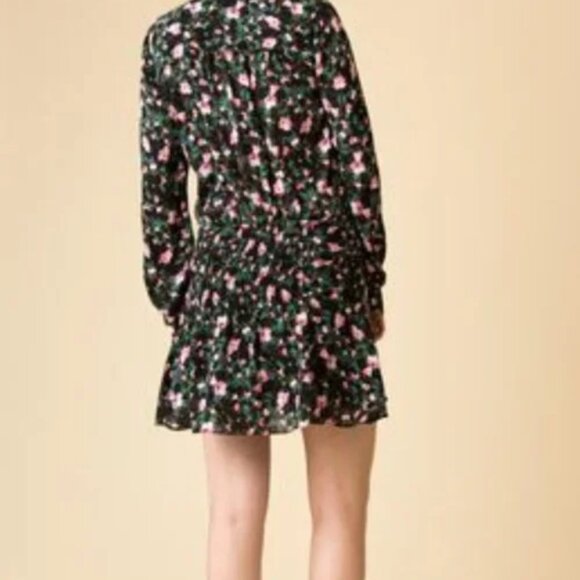 NWOT Veronica Beard Naomi Long Sleeve, Black Multi Floral Silk Mini DressXS $550 - Picture 13 of 13